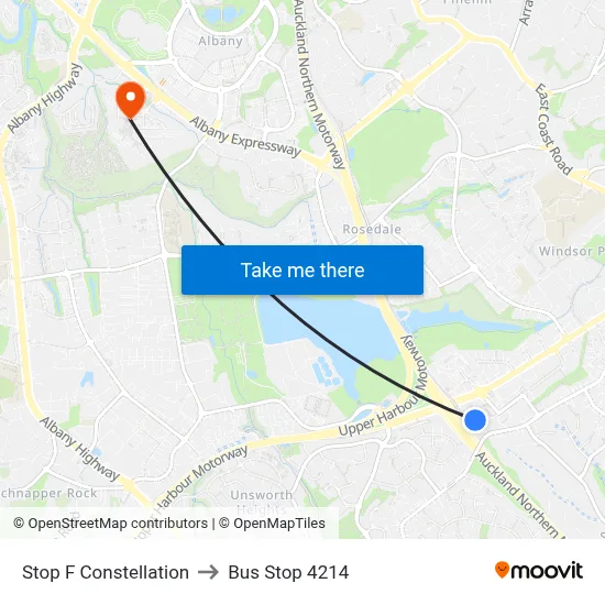 Stop F Constellation to Bus Stop 4214 map