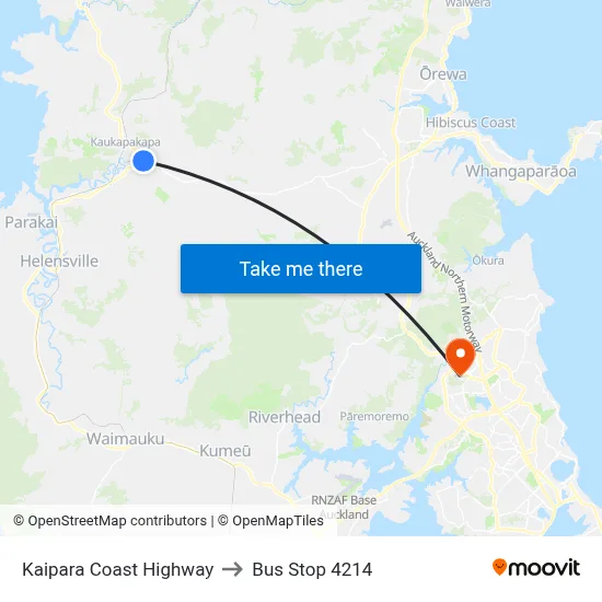 Kaipara Coast Highway to Bus Stop 4214 map