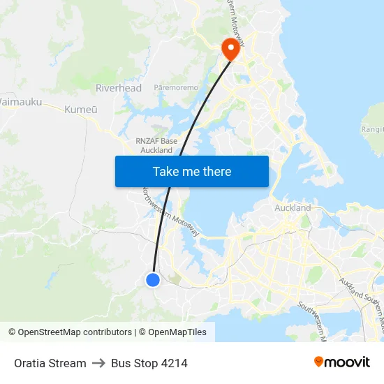 Oratia Stream to Bus Stop 4214 map