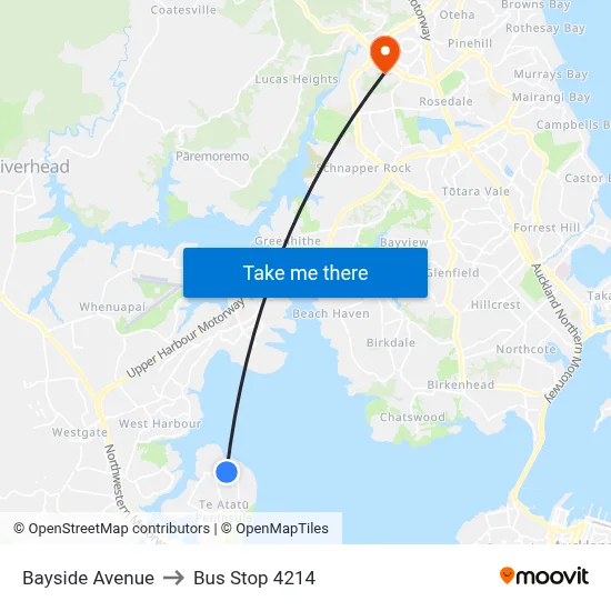 Bayside Avenue to Bus Stop 4214 map