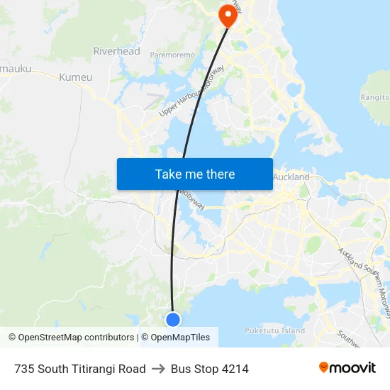 735 South Titirangi Road to Bus Stop 4214 map