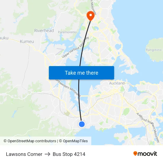 Lawsons Corner to Bus Stop 4214 map