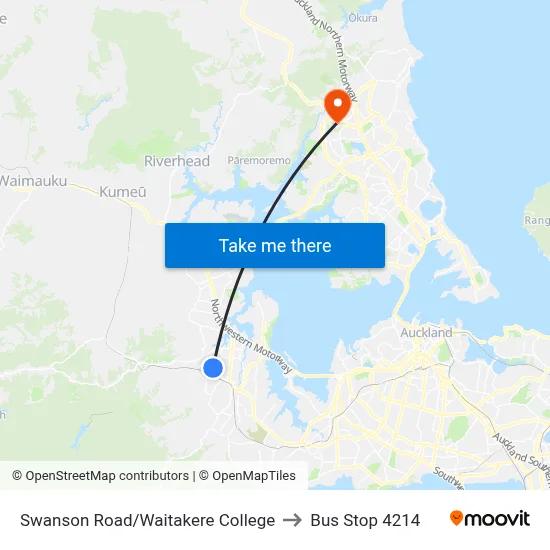 Swanson Road/Waitakere College to Bus Stop 4214 map