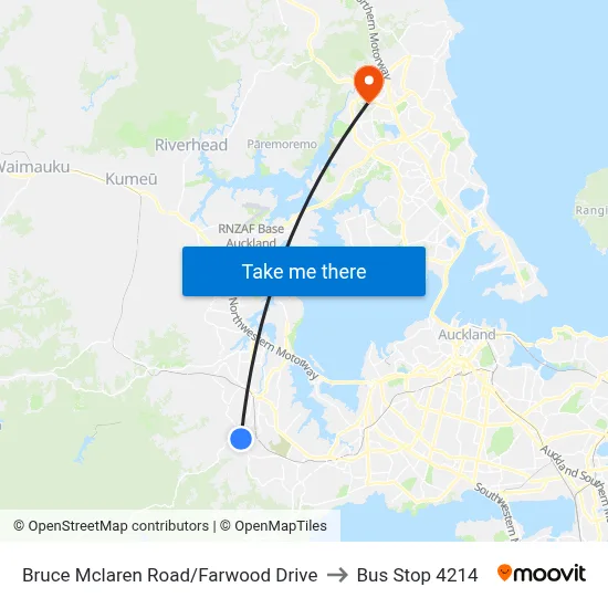 Bruce Mclaren Road/Farwood Drive to Bus Stop 4214 map