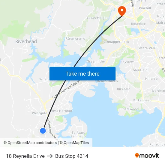 18 Reynella Drive to Bus Stop 4214 map