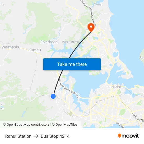 Ranui Station to Bus Stop 4214 map