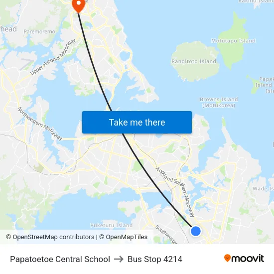 Papatoetoe Central School to Bus Stop 4214 map