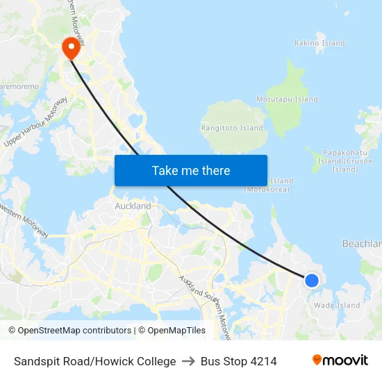 Sandspit Road/Howick College to Bus Stop 4214 map