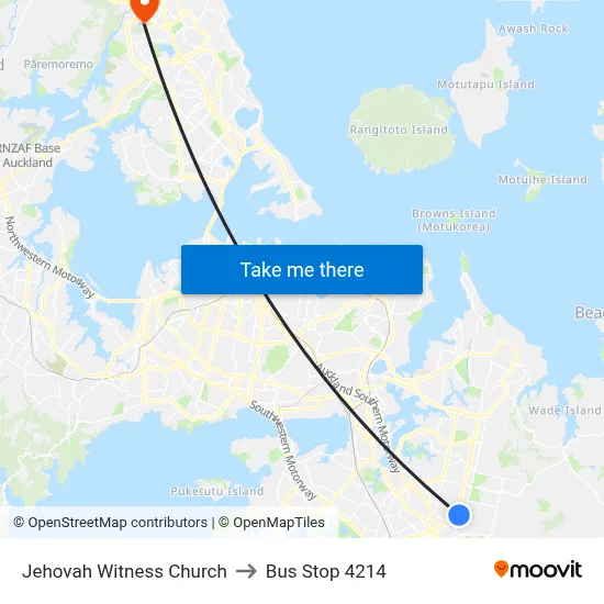 Jehovah Witness Church to Bus Stop 4214 map