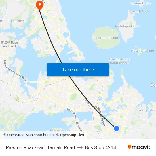 Preston Road/East Tamaki Road to Bus Stop 4214 map