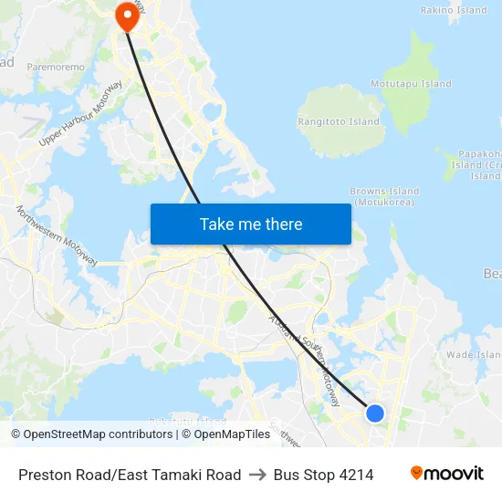 Preston Road/East Tamaki Road to Bus Stop 4214 map