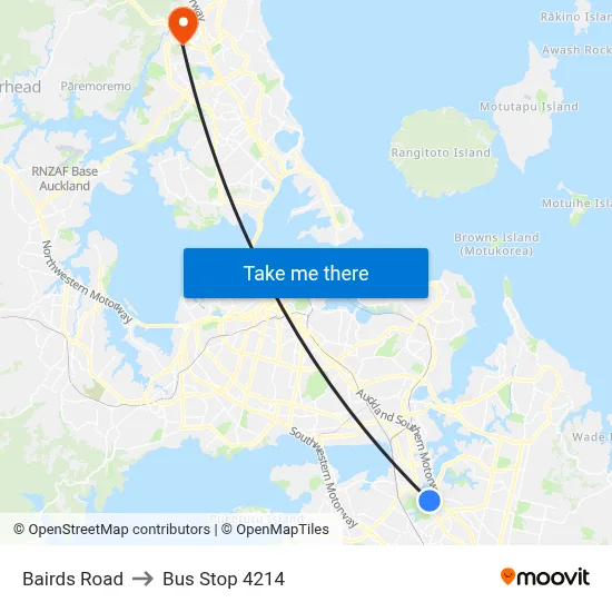 Bairds Road to Bus Stop 4214 map