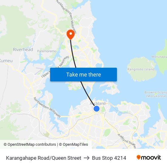 Karangahape Road/Queen Street to Bus Stop 4214 map