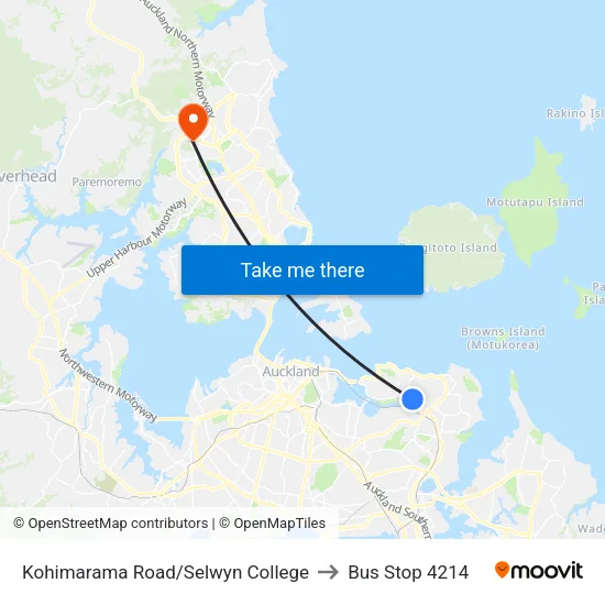 Kohimarama Road/Selwyn College to Bus Stop 4214 map