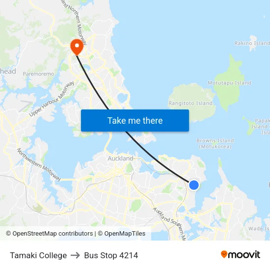 Tamaki College to Bus Stop 4214 map