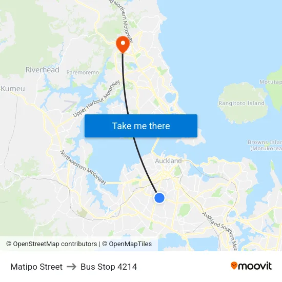 Matipo Street to Bus Stop 4214 map