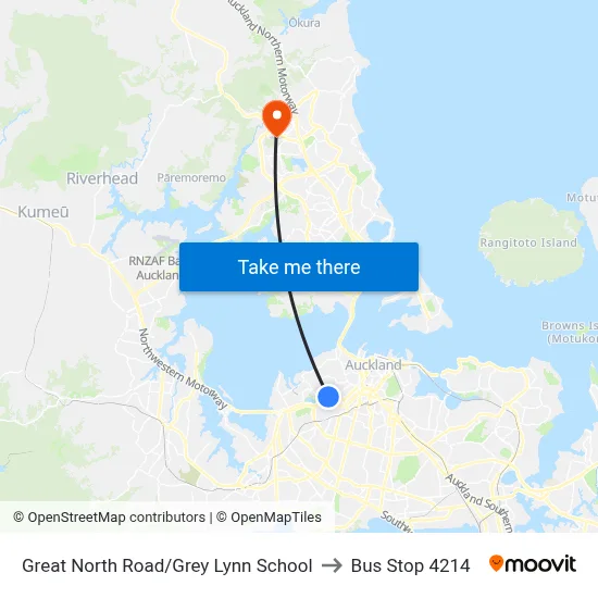 Great North Road/Grey Lynn School to Bus Stop 4214 map