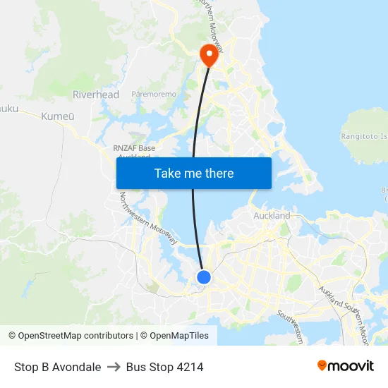 Stop B Avondale to Bus Stop 4214 map