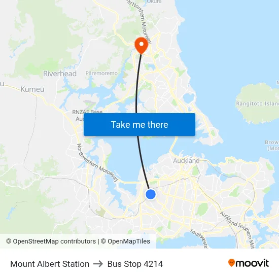 Mount Albert Station to Bus Stop 4214 map