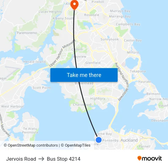 Jervois Road to Bus Stop 4214 map