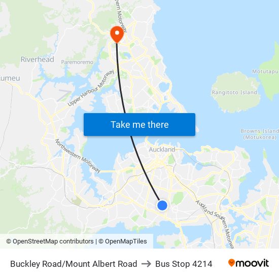 Buckley Road/Mount Albert Road to Bus Stop 4214 map
