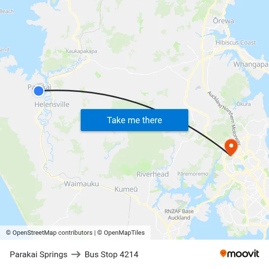 Parakai Springs to Bus Stop 4214 map