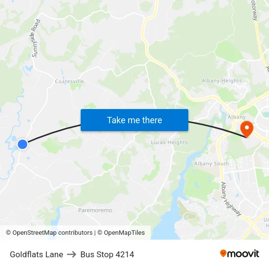 Goldflats Lane to Bus Stop 4214 map