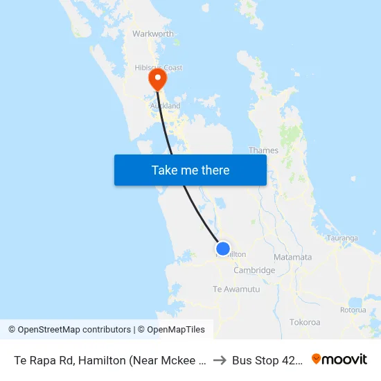 Te Rapa Rd, Hamilton (Near Mckee St) to Bus Stop 4214 map