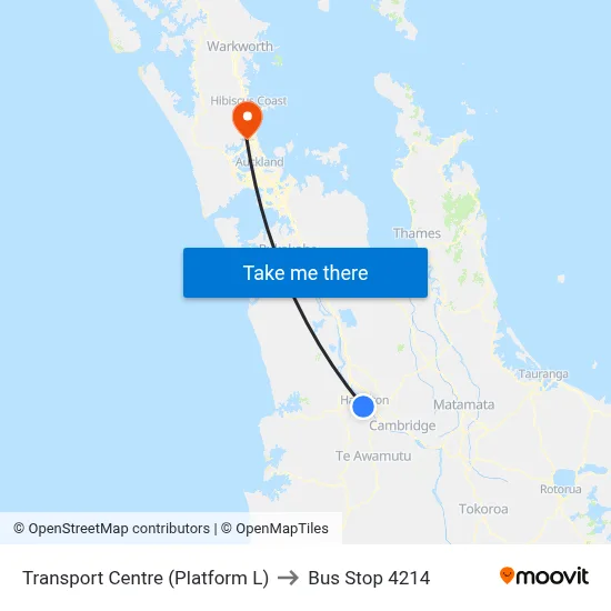 Transport Centre (Platform L) to Bus Stop 4214 map