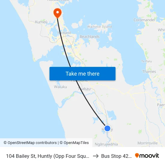 104 Bailey St, Huntly (Opp Four Square) to Bus Stop 4214 map