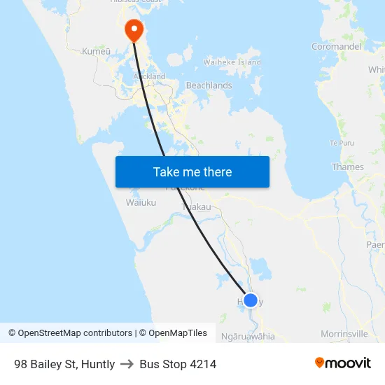 98 Bailey St, Huntly to Bus Stop 4214 map