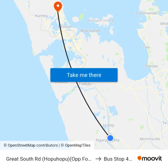 Great South Rd, Hopuhopu (Opp Fox Rd) to Bus Stop 4214 map