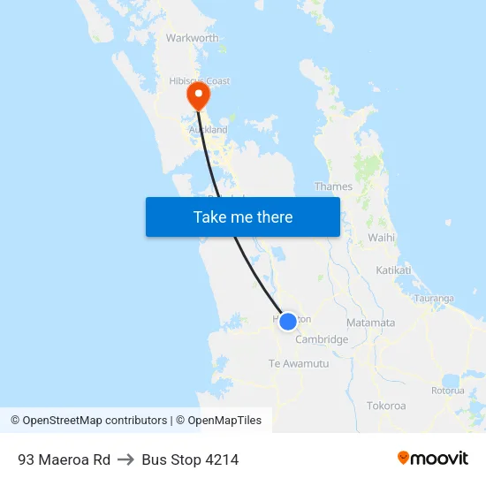 93 Maeroa Rd, Hamilton to Bus Stop 4214 map