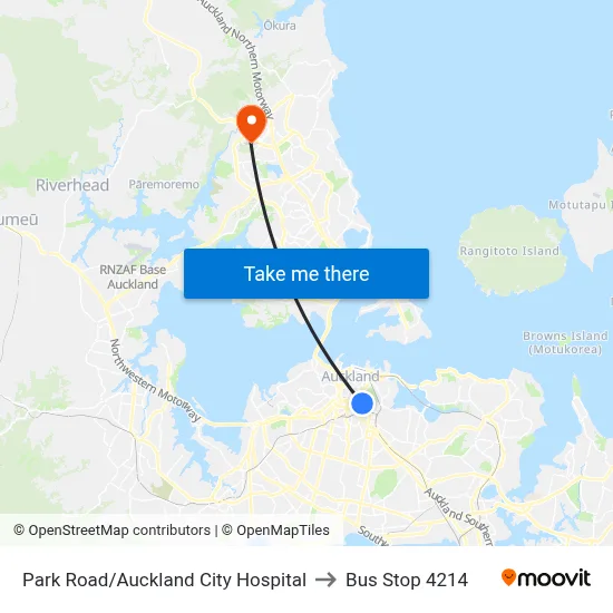 Park Road/Auckland City Hospital to Bus Stop 4214 map