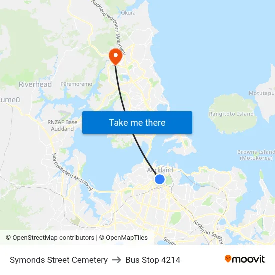 Symonds Street Cemetery to Bus Stop 4214 map