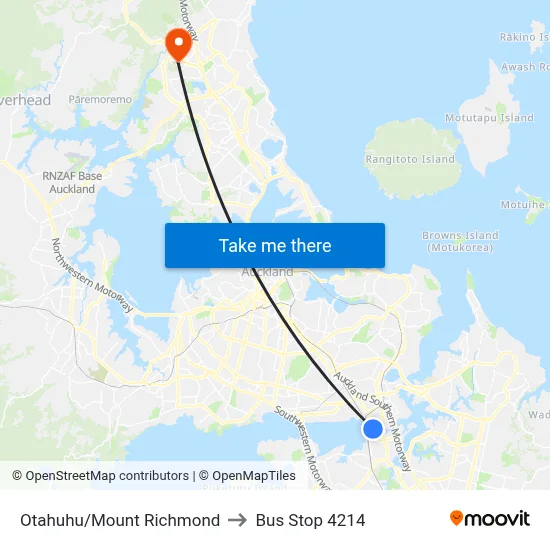 Otahuhu/Mount Richmond to Bus Stop 4214 map