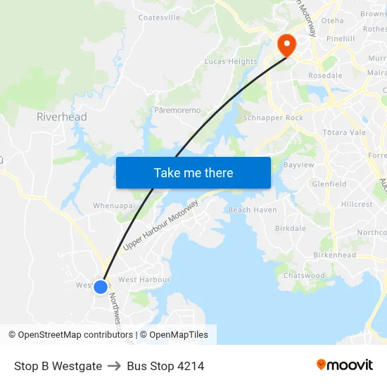 Stop B Westgate to Bus Stop 4214 map