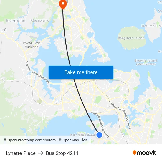Lynette Place to Bus Stop 4214 map