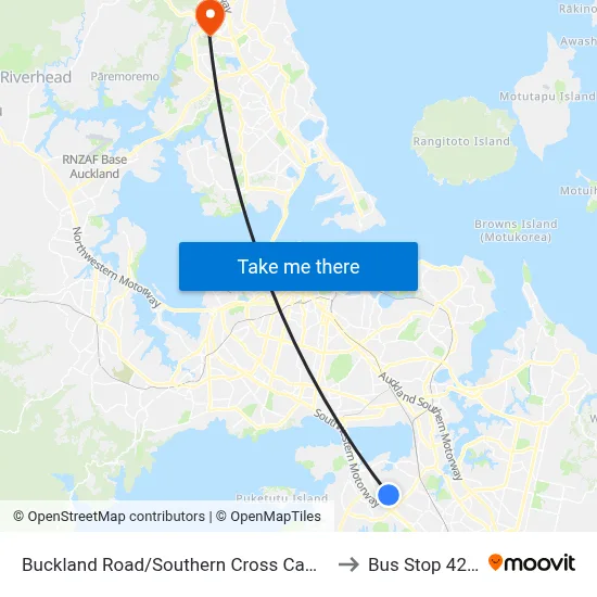 Buckland Road/Southern Cross Campus to Bus Stop 4214 map