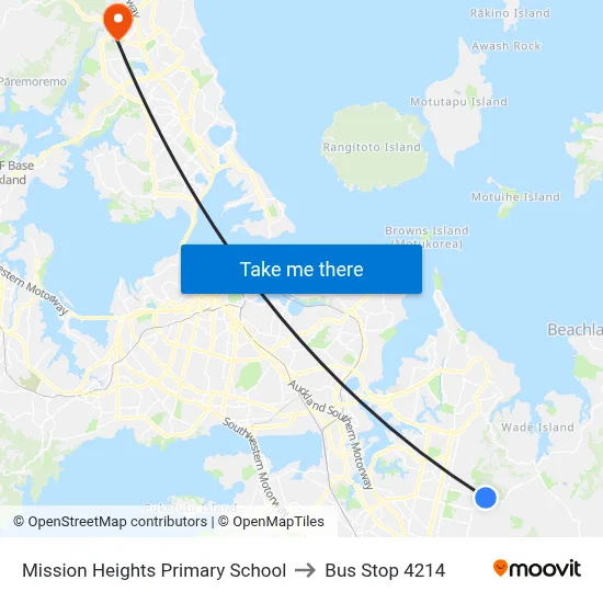 Mission Heights Primary School to Bus Stop 4214 map