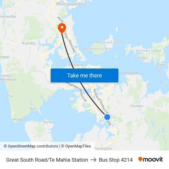 Great South Road/Te Mahia Station to Bus Stop 4214 map
