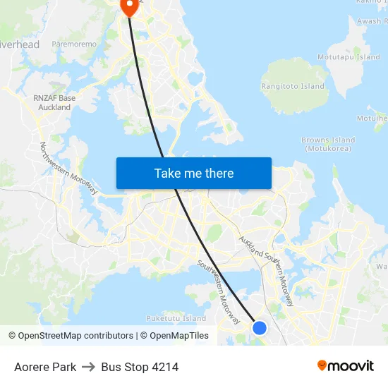 Aorere Park to Bus Stop 4214 map