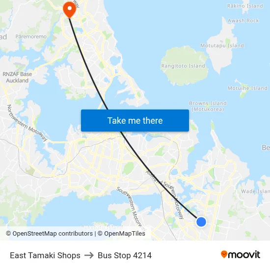 East Tamaki Shops to Bus Stop 4214 map