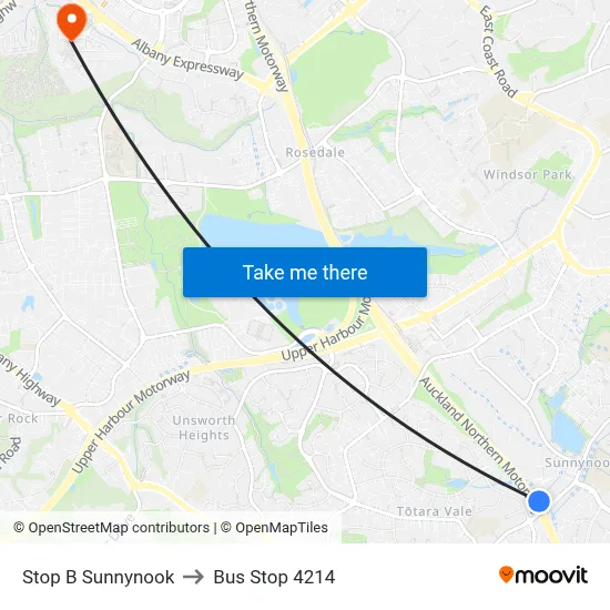 Stop B Sunnynook to Bus Stop 4214 map