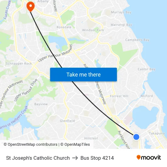 St Joseph's Catholic Church to Bus Stop 4214 map