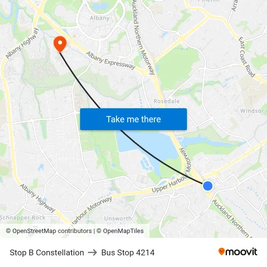 Stop B Constellation to Bus Stop 4214 map