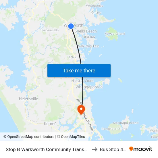 Stop B Warkworth Community Transport Hub to Bus Stop 4214 map