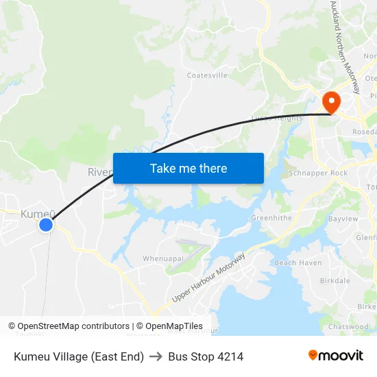 Kumeu Village (East End) to Bus Stop 4214 map