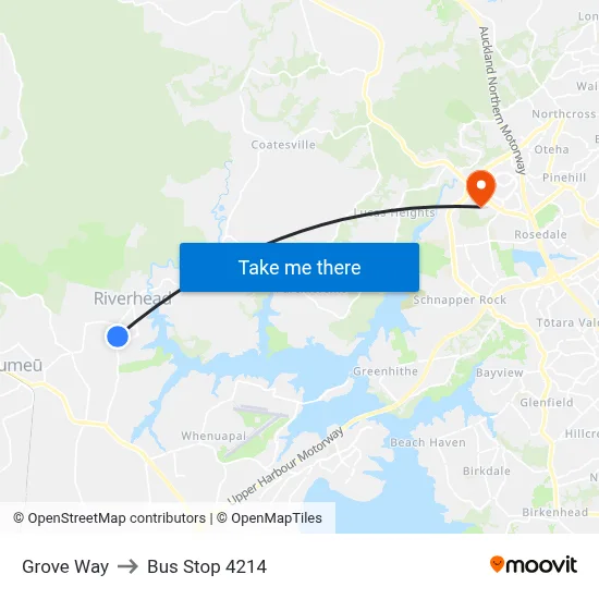 Grove Way to Bus Stop 4214 map