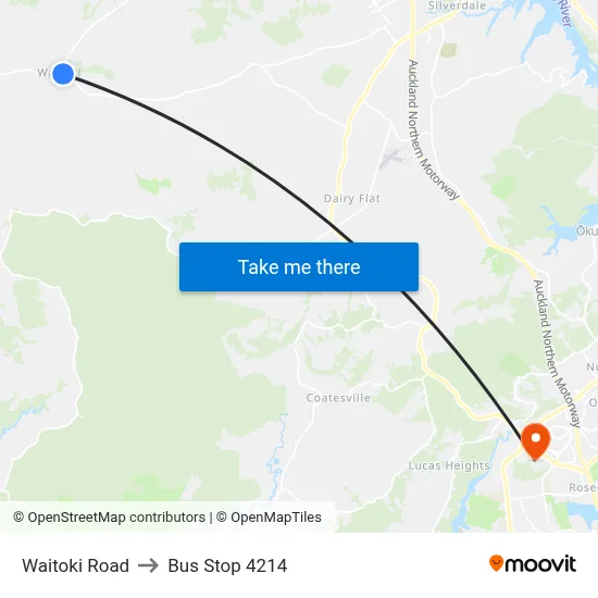 Waitoki Road to Bus Stop 4214 map